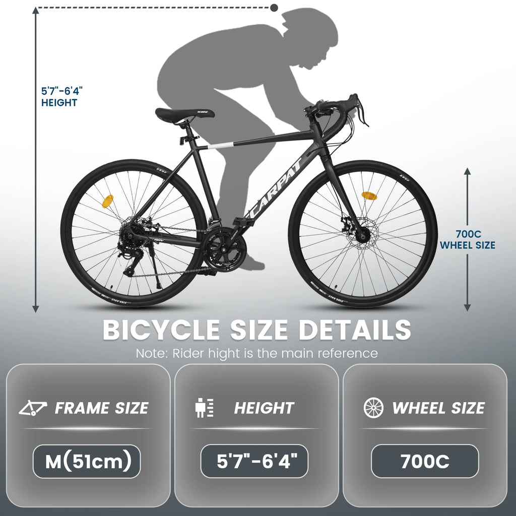 700C Road Bike for Adult Men and Women, 16 Speed Road Bicycle, Lightweight Aluminum Frame, Dual Disc Brake, Racing Bike, Adult City Commuter Bicycle