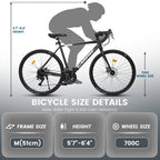 700C Road Bike for Adult Men and Women, 16 Speed Road Bicycle, Lightweight Aluminum Frame, Dual Disc Brake, Racing Bike, Adult City Commuter Bicycle