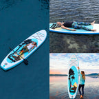 All-Around Inflatable SUP Board 11ft×32in for Adults for Yoga & Fishing on Lakes & Oceans Includes Paddle, Pump, Backpack & fin