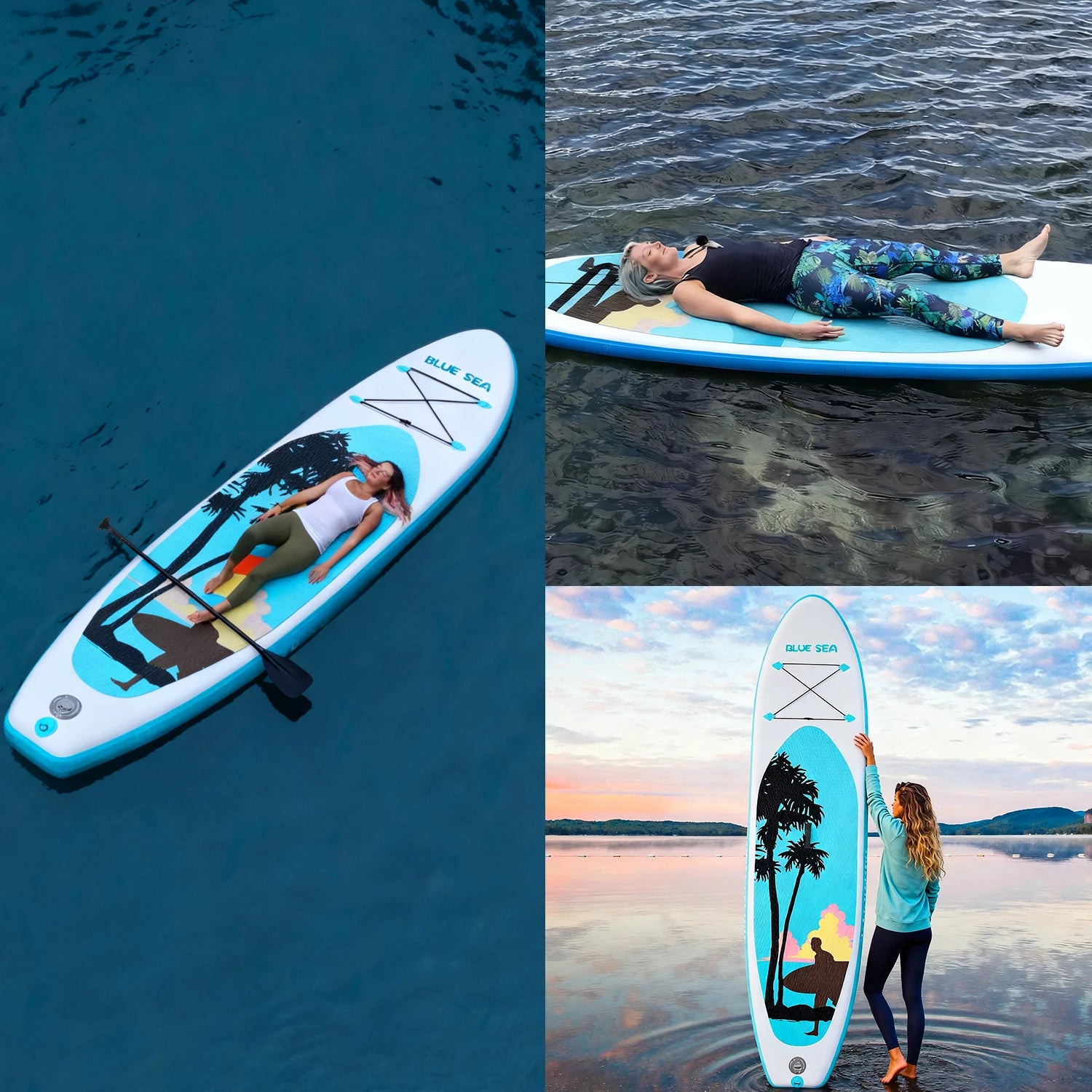 All-Around Inflatable SUP Board 11ft×32in for Adults for Yoga & Fishing on Lakes & Oceans Includes Paddle, Pump, Backpack & fin