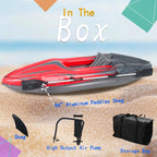 Inflatable Kayak Fishing Boat 1 Person Adult Red Canoe, with Paddles, Bag, Seats, High-Output Pump, Fin, for Lakes & Rivers