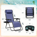 Zero Gravity Chair Patio Folding Lawn Outdoor Lounge Gravity Camp Reclining Lounge Chair with Cup Holder Pillows for Poolside