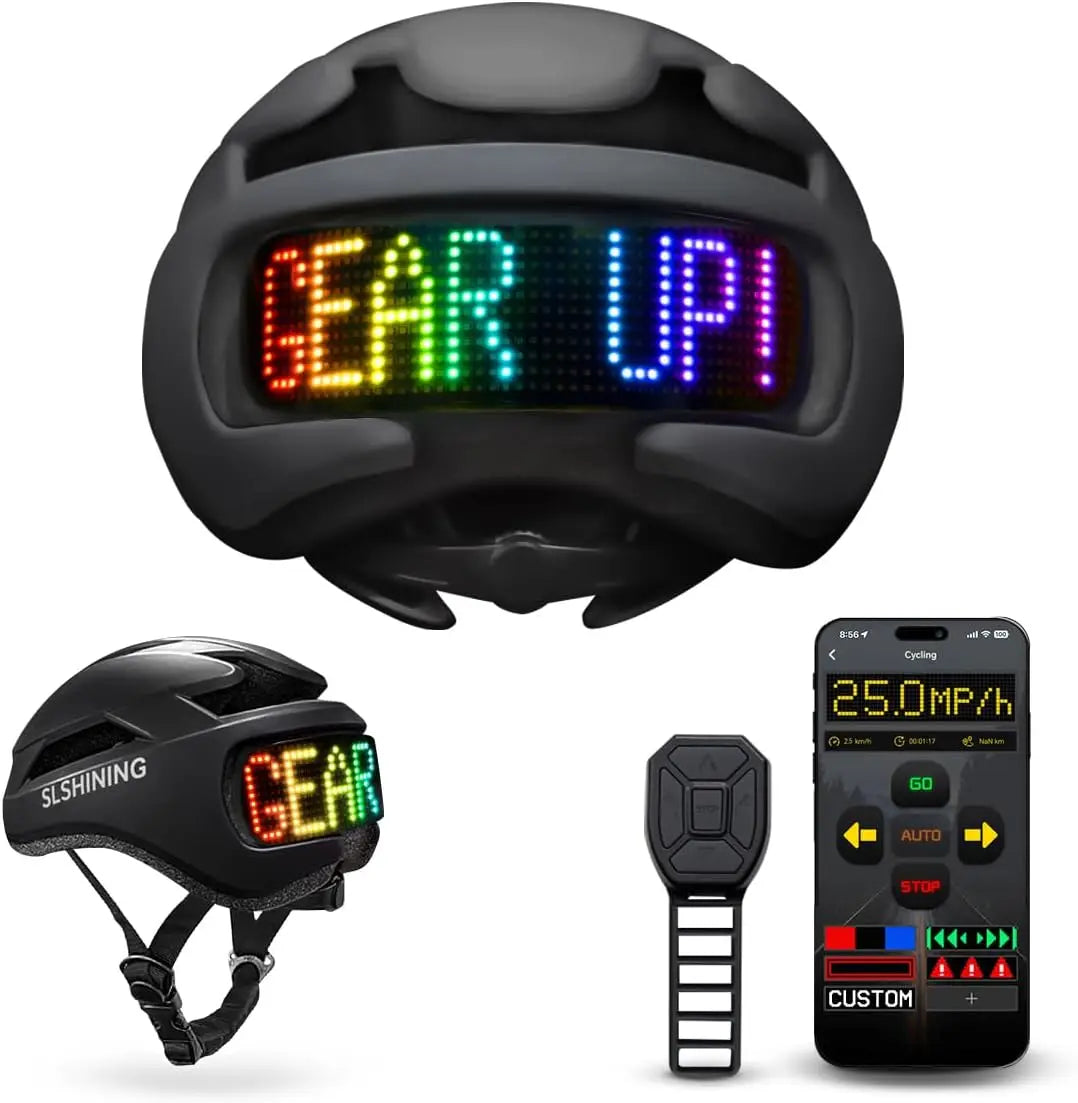 Bike Helmet with Light - Bike Helmet with DIY LED Screen for Scooter, Bicycle, Skateboard - LED