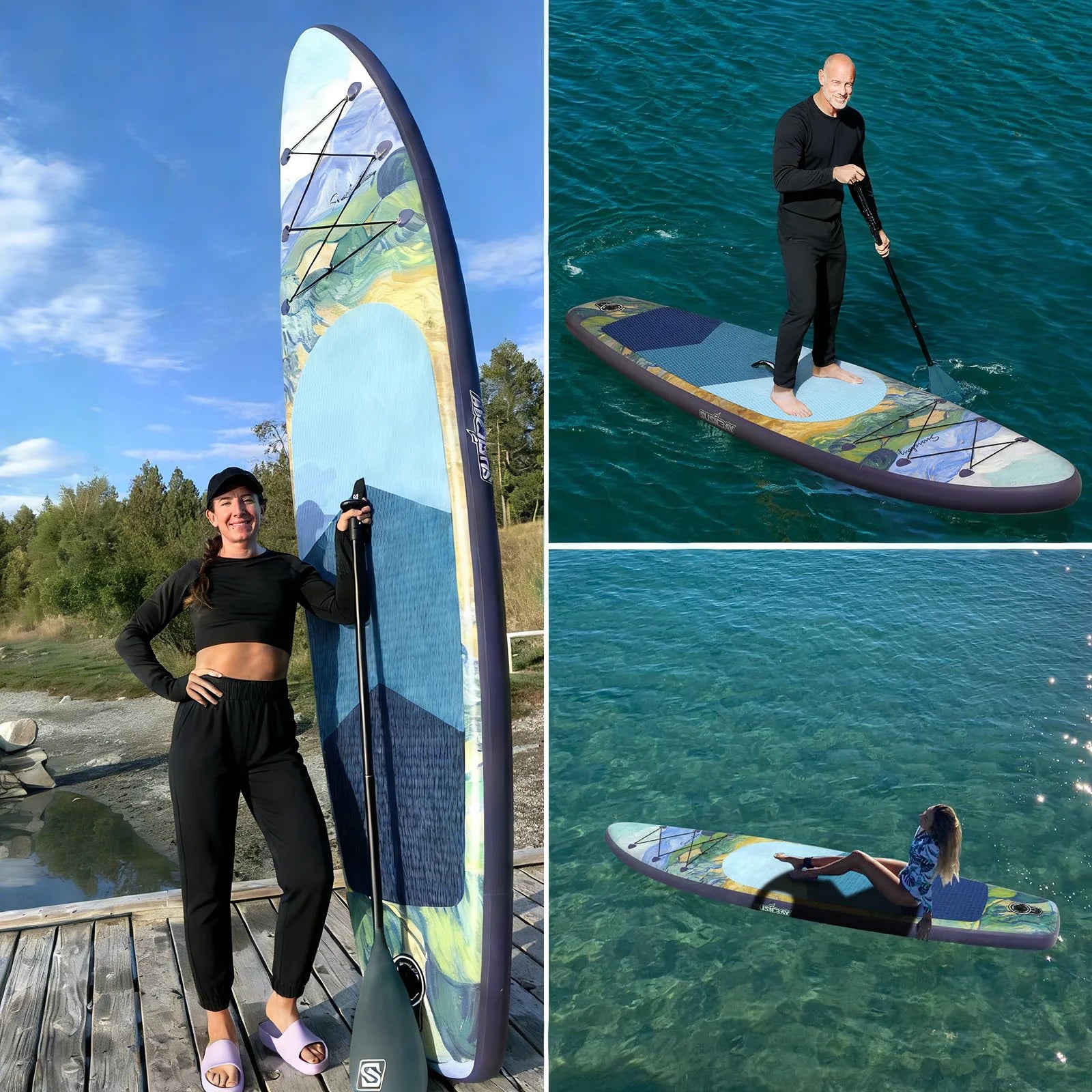 Mseasfree Inflatable Stand up Paddle Board, 10ft Paddle Boards with Premium SUP Accessories