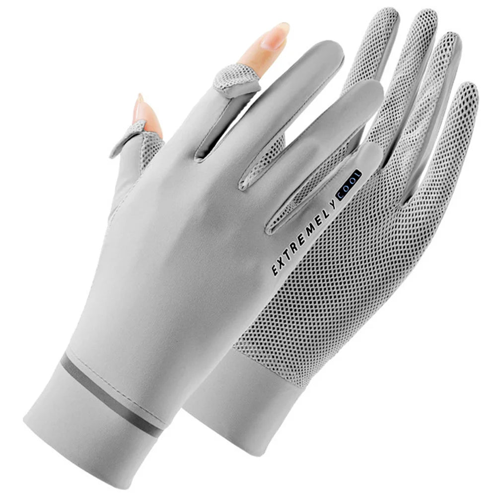 Lady Sunscreen Ice Silk Gloves Cycling Gloves Breathable Motorcycle Gloves Bicycle Gloves for Golf Driving Riding Fishing Hiking