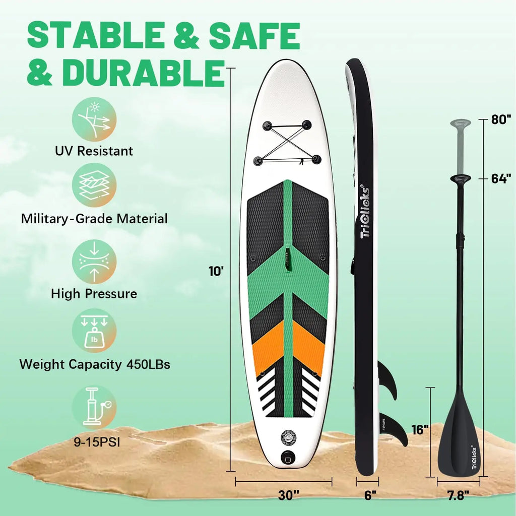 Inflatable Stand Up Paddle Board 10ft Surfing Board Kit for Adults, Premium SUP Complete Kit with