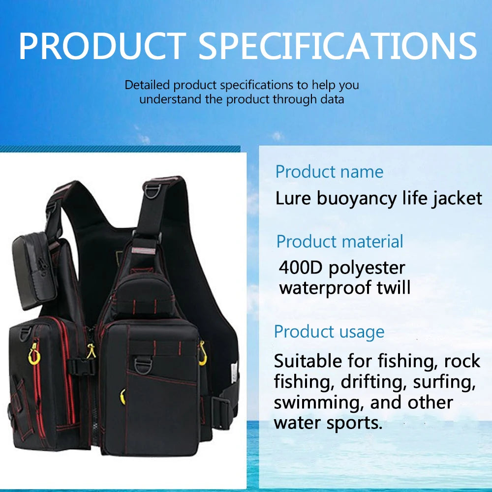 Multi-Functional Life Jacket Vest For Outdoor Fishing A Must-Have For Safety Multiple Pockets For Storage Buoyant Material