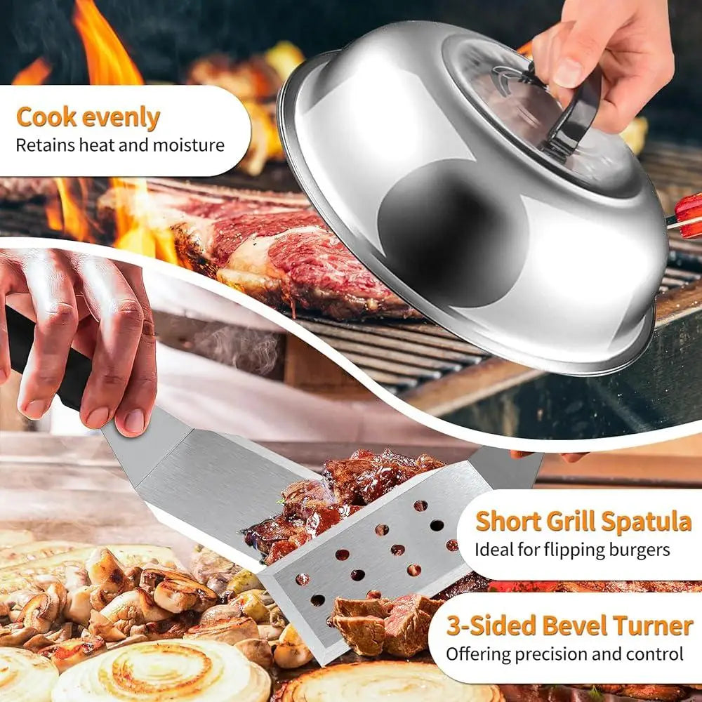 29PC Griddle Accessories Set Heavy Duty BBQ Tools Camping Grilling Kit