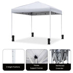 10x10 Pop Up Canopy Tent, Ivory White Steel Frame, Silver-Coated Top UPF50+ Water Resistant, 3 Adjustable Heights (5.8-6.4ft), Includes Sandbags Stakes Ropes Carry Bag for Market Camping Beach