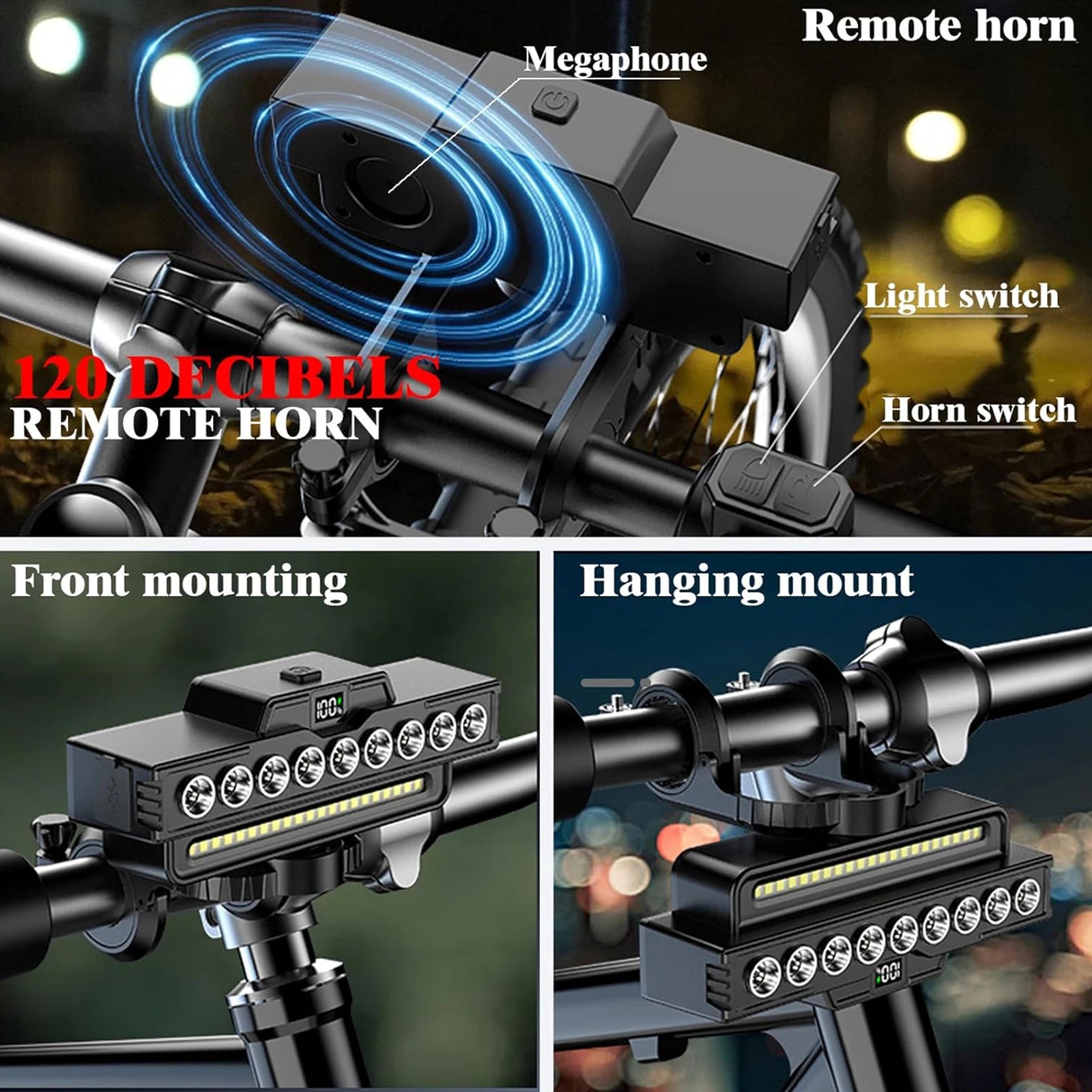 9 LED High Brightness Bike Light 7 Modes Front Warning Flashlight IPX5 Waterproof 2In1 Bicycle Lights Outdoor Cycling Equipment
