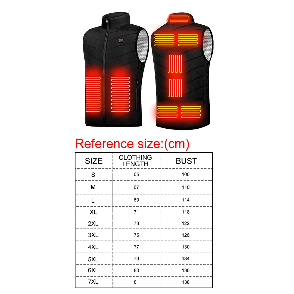 9 Areas Heated Vest Men Jacket Heated Winter Womens Electric Usb Heater mountain Jacket Man Thermal Vest Body Warmer Coat M-7XL