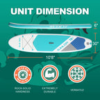 10ft 8in Inflatable Stand Up Paddle Board for Adult, Surf/Yoga/Fishing