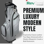 Upgraded Hybrid Luxury Golf Stand Bag, Tour Grade Synthetic Leather w/ScratchGuard, 14 Way Dividers, 2 Cooler Pockets