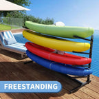 Kayak Storage Rack for 3 Kayaks Freestanding Kayak Rack with Wheels Metal Indoor Kayak Stand Heavy Duty Garage Storage Rack for