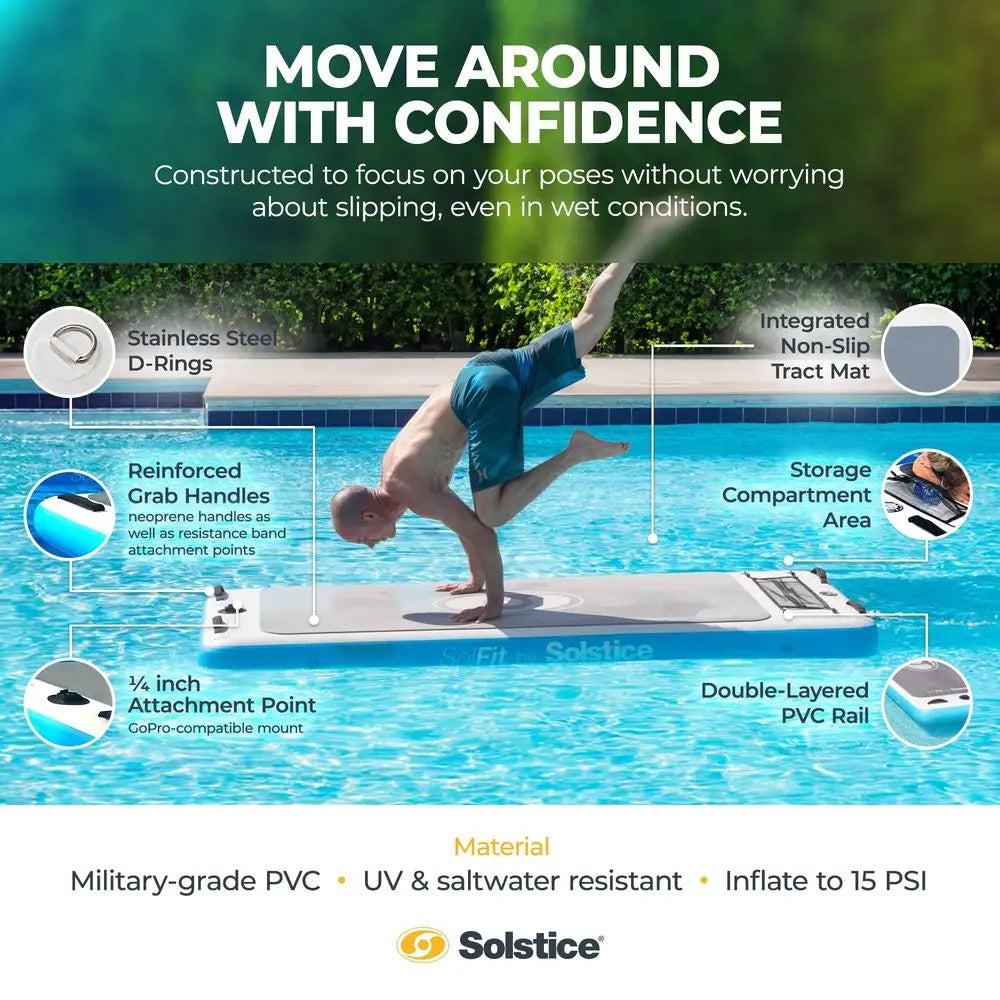 Sol Fit Inflatable StandUp Paddleboard amp Aquatic Fitness Mat with 710 NonSlip Traction Pad Floating Exercise Platform for Yog