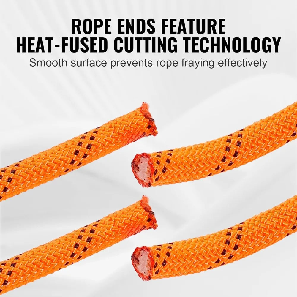Double Braided Polyester Rope 1/2in x 220ft 8000LBS Breaking Strength Outdoor Climbing Arborist Rigging Orange/Black