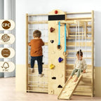 Indoor Climbing Wall, 10-in-1 Swedish Ladder, Indoor Playground for and Adults, Rock Climbing Wall, Wooden Swing Sets, Gymnasti
