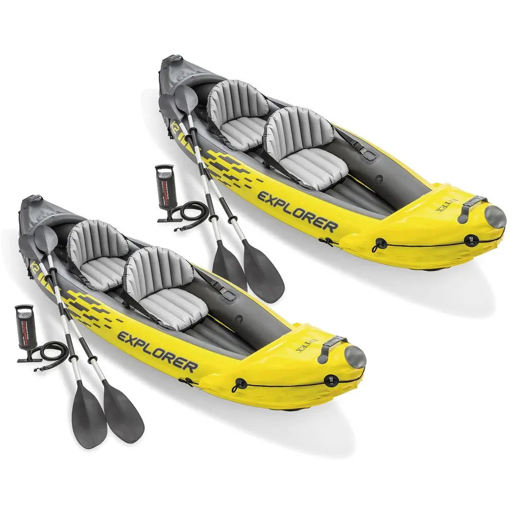 68307EP Explorer K2 Inflatable Kayak Set Deluxe 86in Kayak Paddles and HighOutput Pump Adjustable Seats with Backrest Removable
