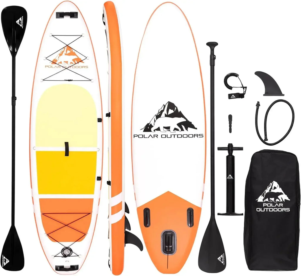 Polar Outdoors by Roc Inflatable Stand Up Paddle Board Premium SUP Paddle Board Wide Stable Design Non-Slip Comfort Deck Youth