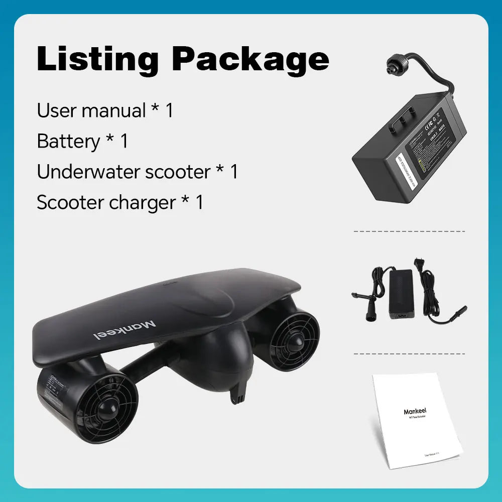 Mankeel W7 Electric Underwater Sea Scooter 50m Waterproof Swimming Thrust Diving Booster for Snorkeling Pool Adult Water Sport