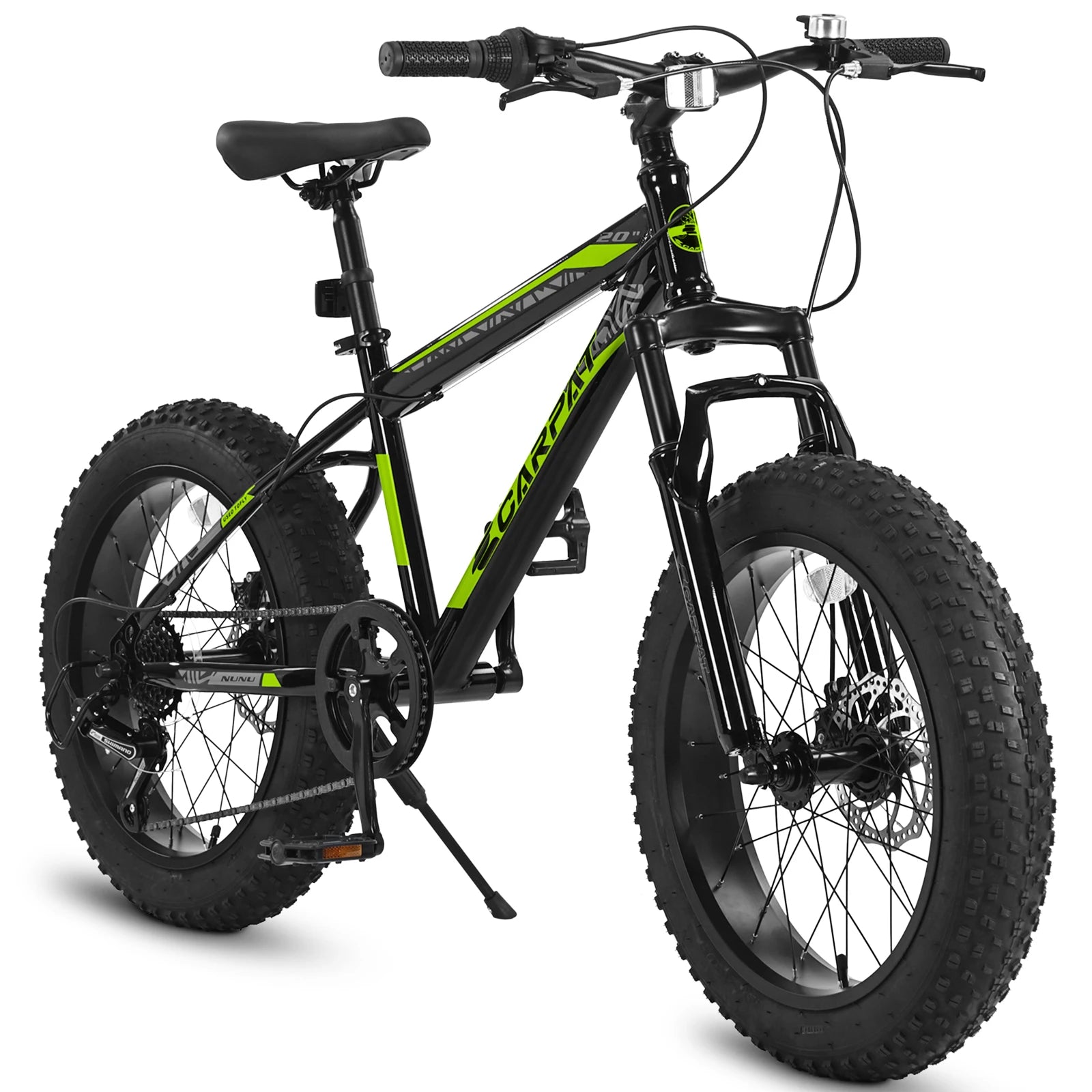 20 Inch Fat Tire Kids Mountain Bike, 4.0" Wide Non-Slip Fat Tires, 7-Speed Disc Brake, Boys Girls Outdoor Kids' Bicycles Gift