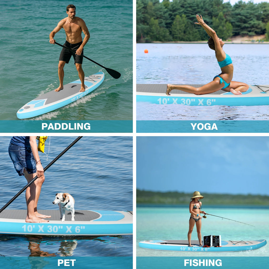10ft Inflatable Stand Up Paddle Board  for Adults, Anti-Slip EVA Deck, SUP Board with Accessories