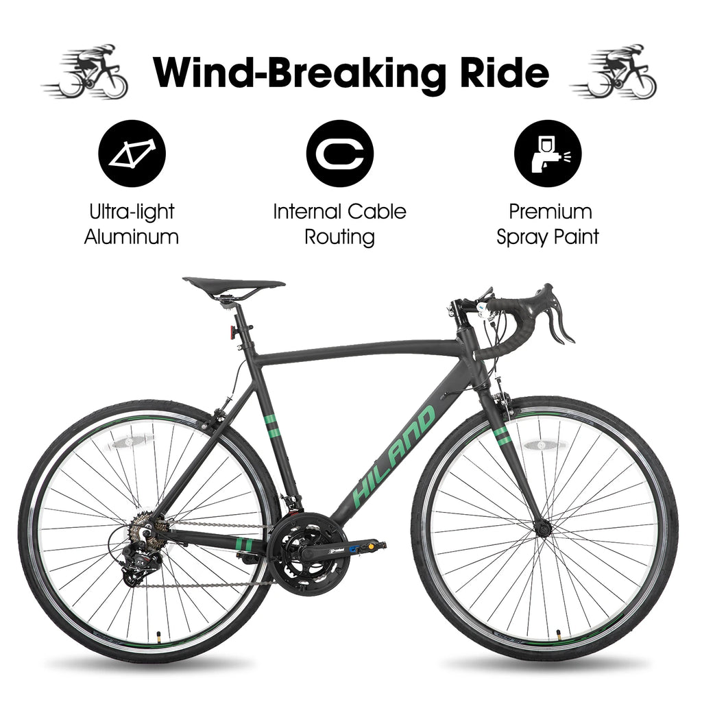 Hiland Aluminum Road Bike,Shimano 14 Speeds, 53/57cm Frame, Racing Bike for Men