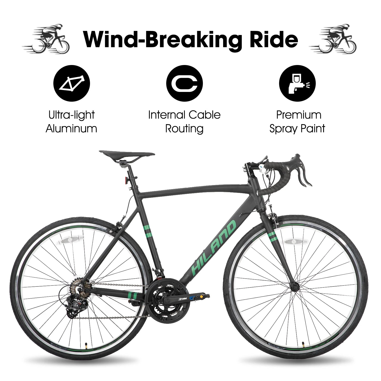 Hiland Aluminum Road Bike,Shimano 14 Speeds, 53/57cm Frame, Racing Bike for Men