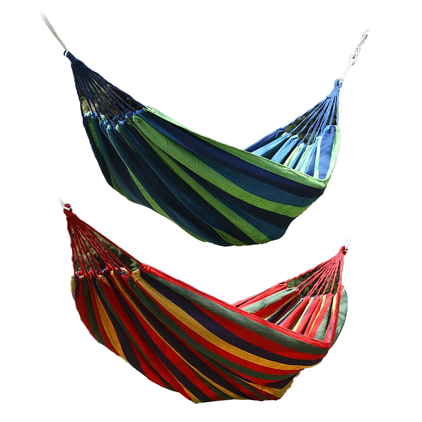 Single Double Hammock Polyester Cotton Sturdy Garden Hammock Suspension System Comfortable Up To 440.9lb Compact for Patio
