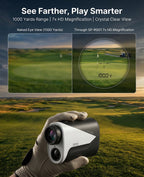 Golf Rangefinder with Slope -1000 Yards Range Finder with Flag Pole Locking Vibration-7X Magnification Rechargeable Golf Range Finders for Hunting