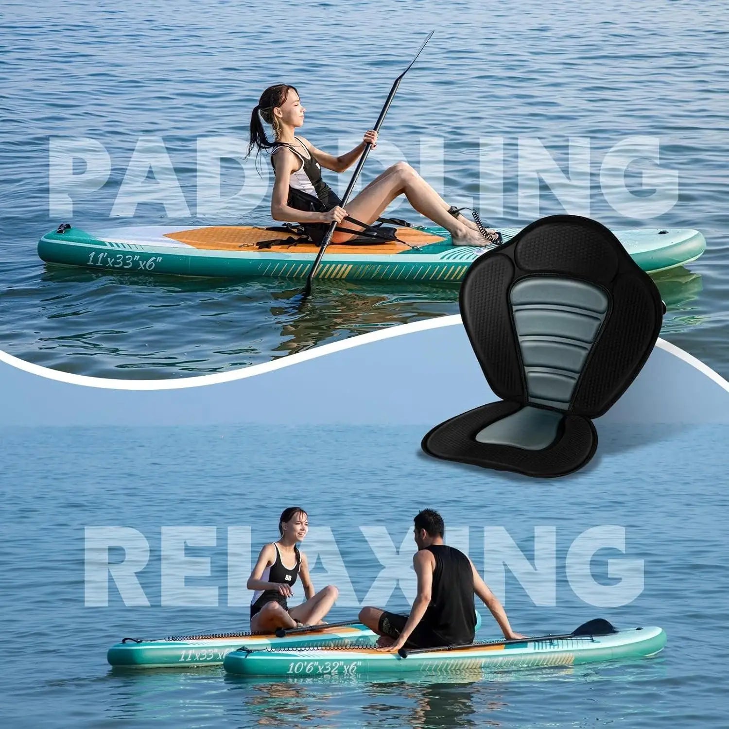 W-Inflatable Stand Up Paddle Boards with Premium Accessories, Wide Stable SUP Paddle Board Design, Non-Slip Comfort Deck for