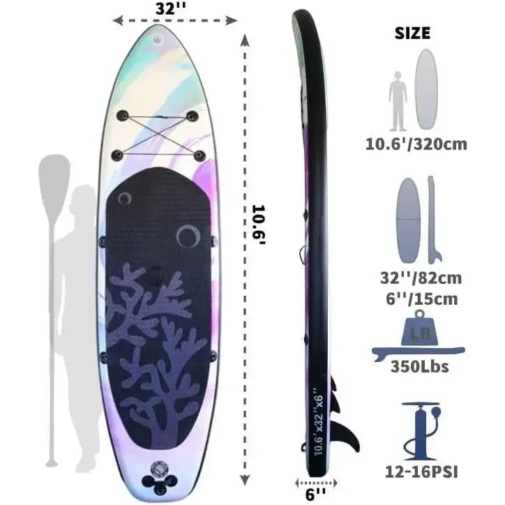 W_Inflatable Paddle Board for Adult, Paddle Board for All Skill Levels, Wide SUP Board with Primium Accessories Include SUP