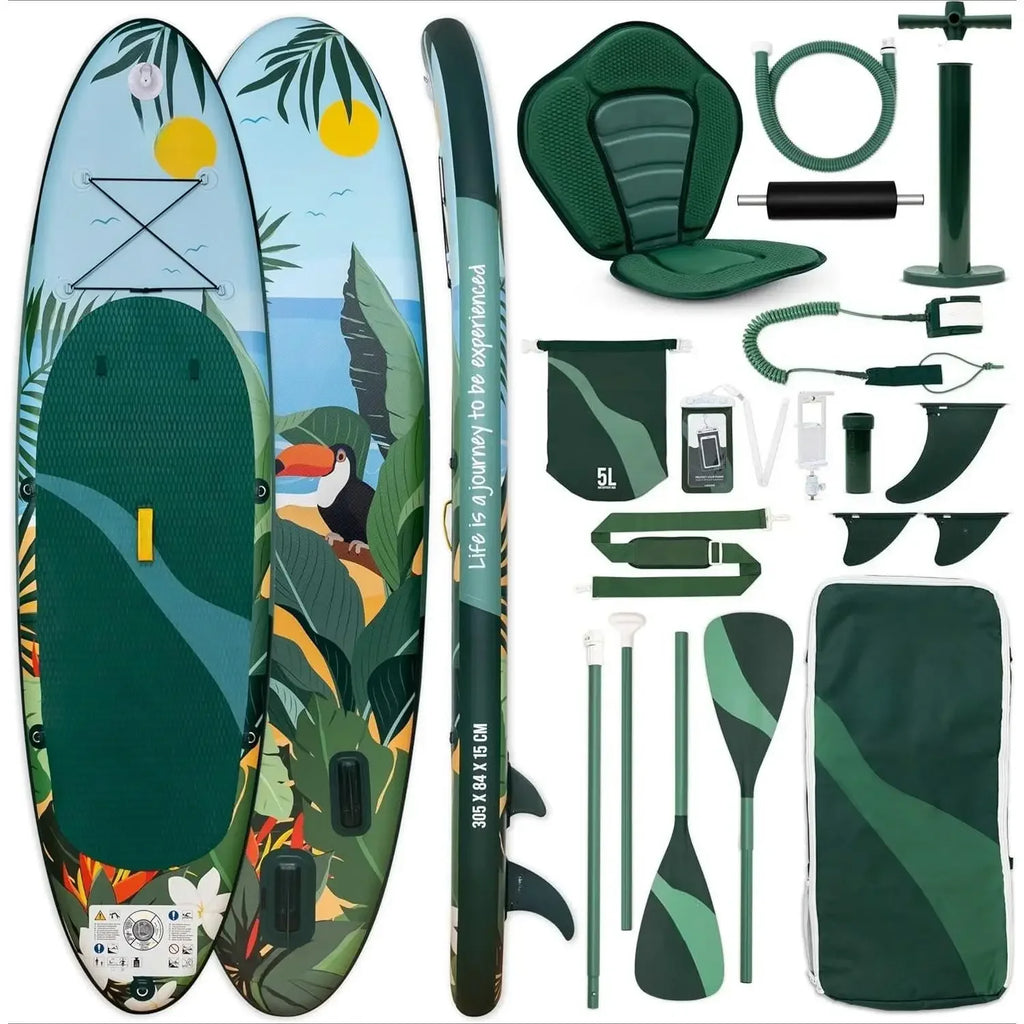 W_Inflatable Paddle Board for Adults with Accessories Included, Oar, Fins, Pump. Stand Up Paddleboard Great Stability