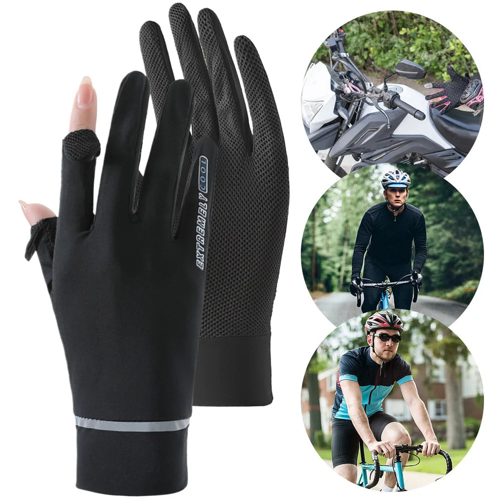 Lady Sunscreen Ice Silk Gloves Cycling Gloves Breathable Motorcycle Gloves Bicycle Gloves for Golf Driving Riding Fishing Hiking
