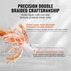 Double Braided Polyester Rope 1/2in x 220ft 8000LBS Breaking Strength Outdoor Climbing Arborist Rigging Orange/Black