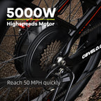 Cybervelo EK9 26"x4.0" 5000w Peak motor, up to 120 Miles Range, 52V 40Ah Battery E-Bike, Luxury Adult Fat Tire Electric Bicycles