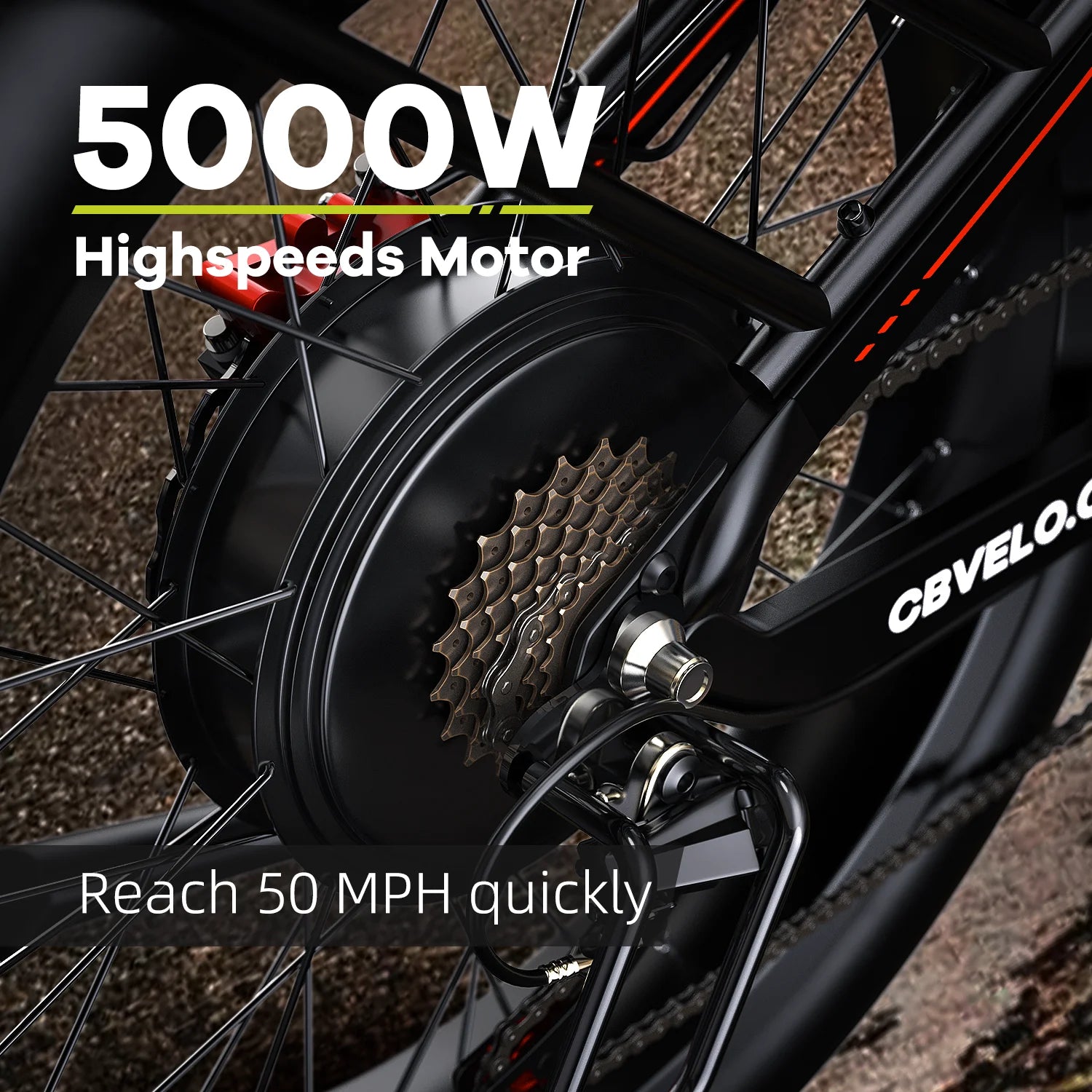 Cybervelo EK9 26"x4.0" 5000w Peak motor, up to 120 Miles Range, 52V 40Ah Battery E-Bike, Luxury Adult Fat Tire Electric Bicycles