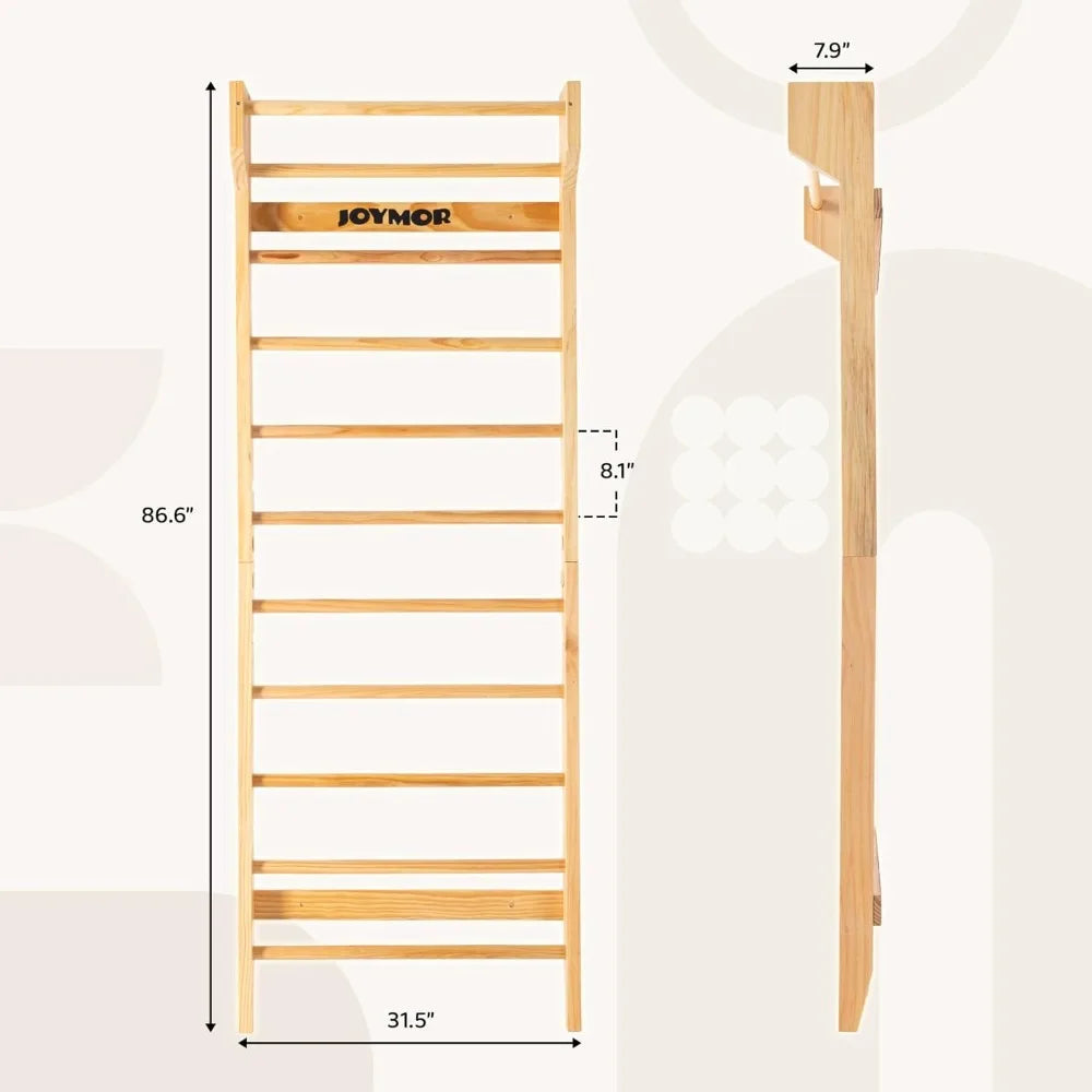 JOYMOR Gymnastics Swedish Ladder, Multiuse Exercise Ladder, Wall Mounted Pull Up Bar, Physical Therapy for Stretching
