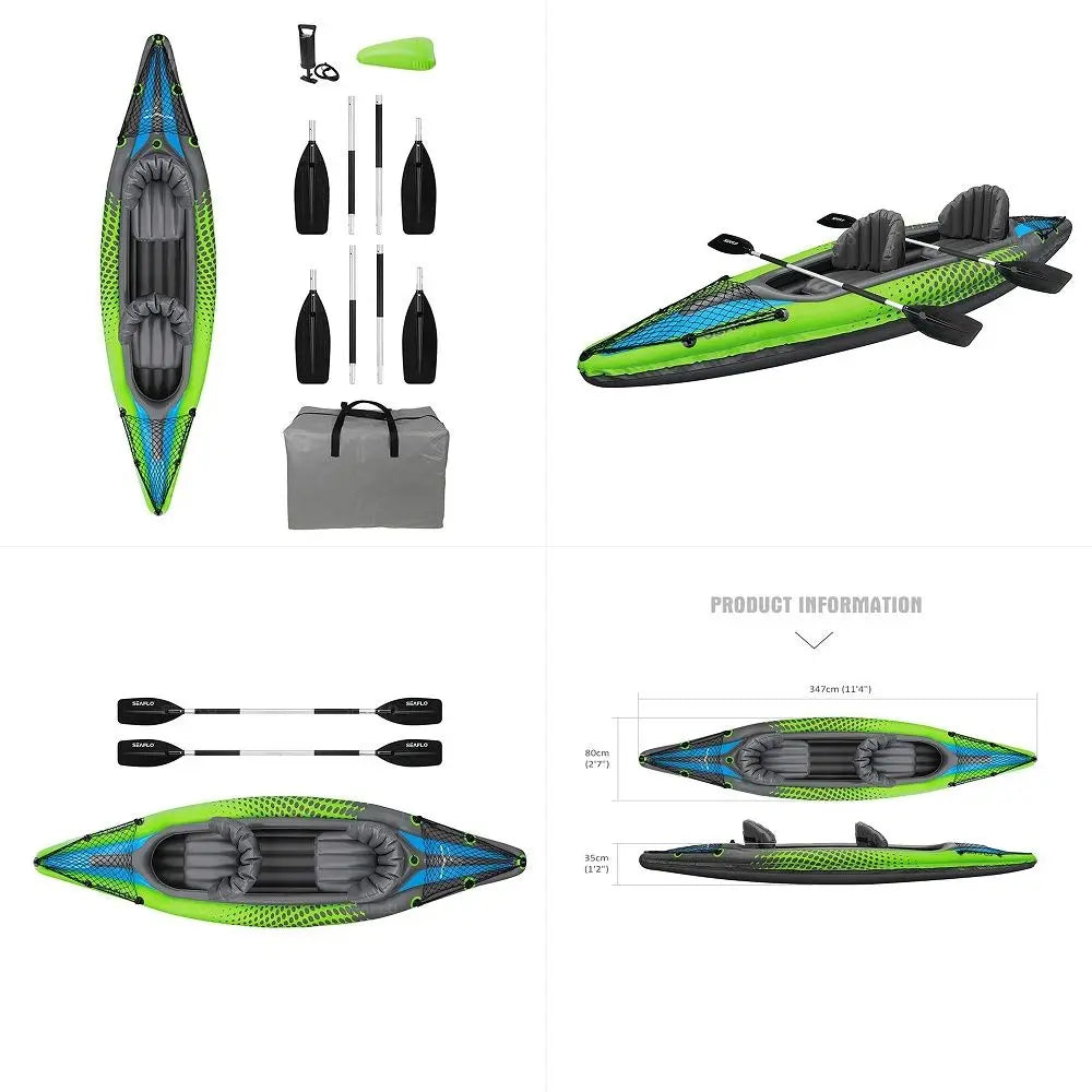Inflatable Kayak 2 Person Tandem Kayak with Paddles, Seats, Pump