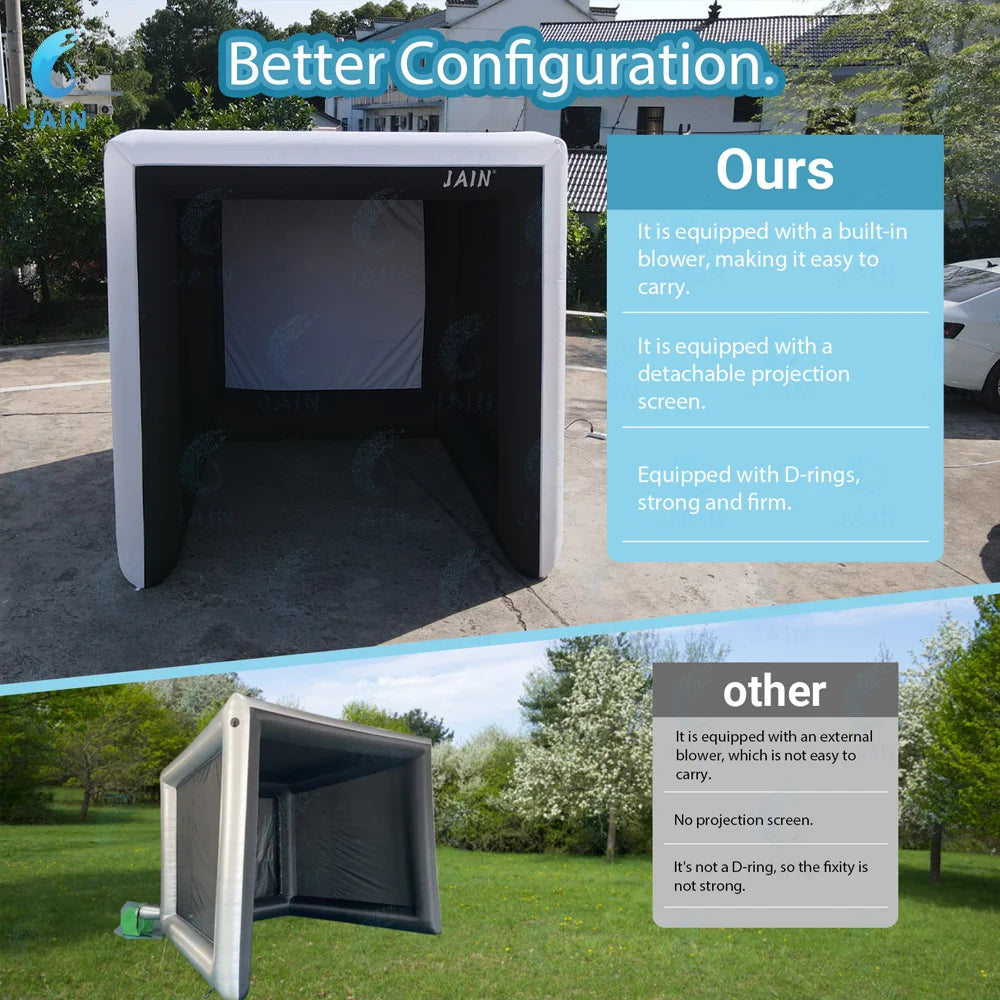 Stock！Inflatable Golf Sim Room Swing Golf Practice Cage with built-in fan,Oxford cloth,Golf Simulator Enclosures