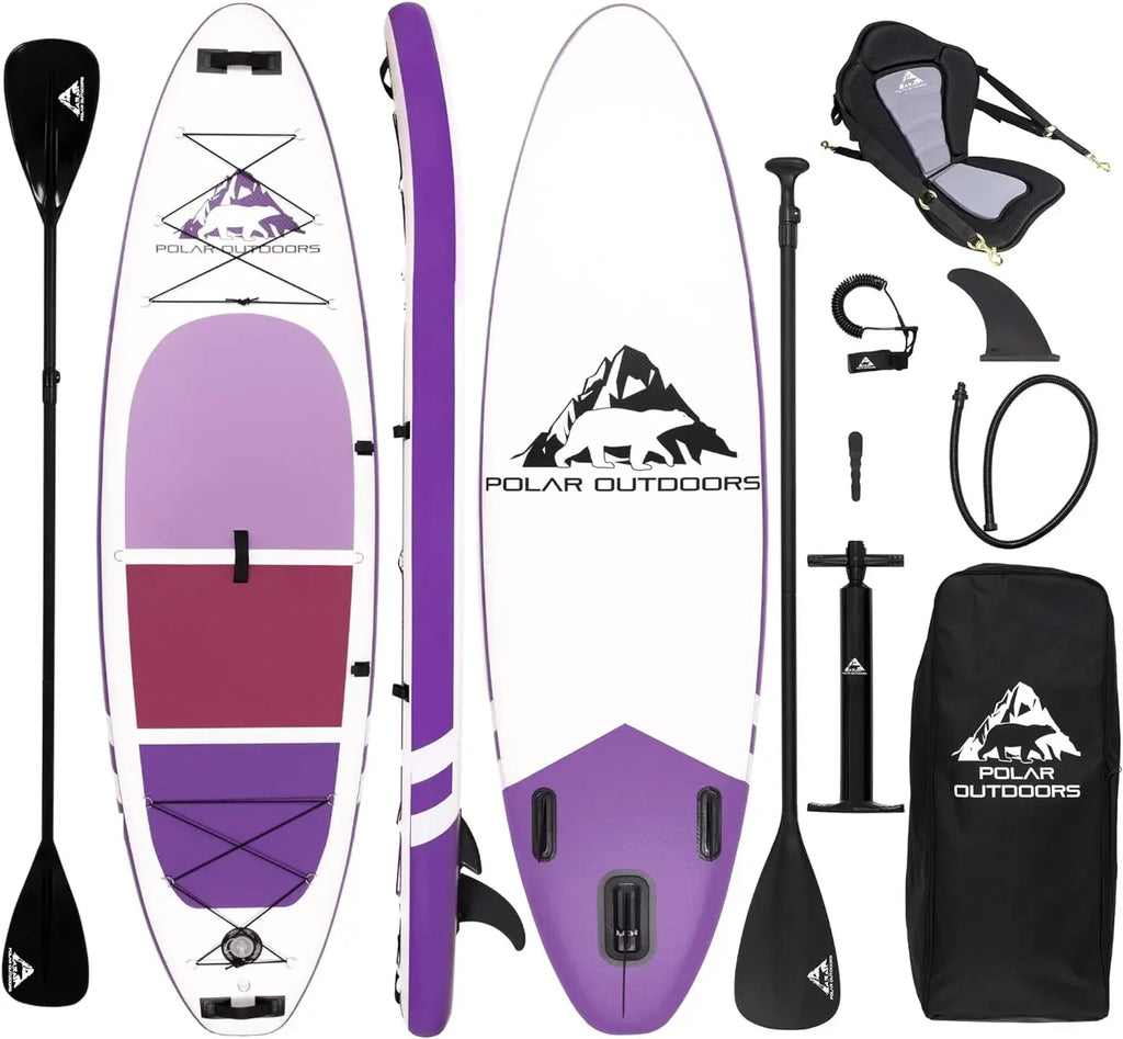Polar Outdoors by Roc Inflatable Stand Up Paddle Board Premium SUP Paddle Board Wide Stable Design Non-Slip Comfort Deck Youth