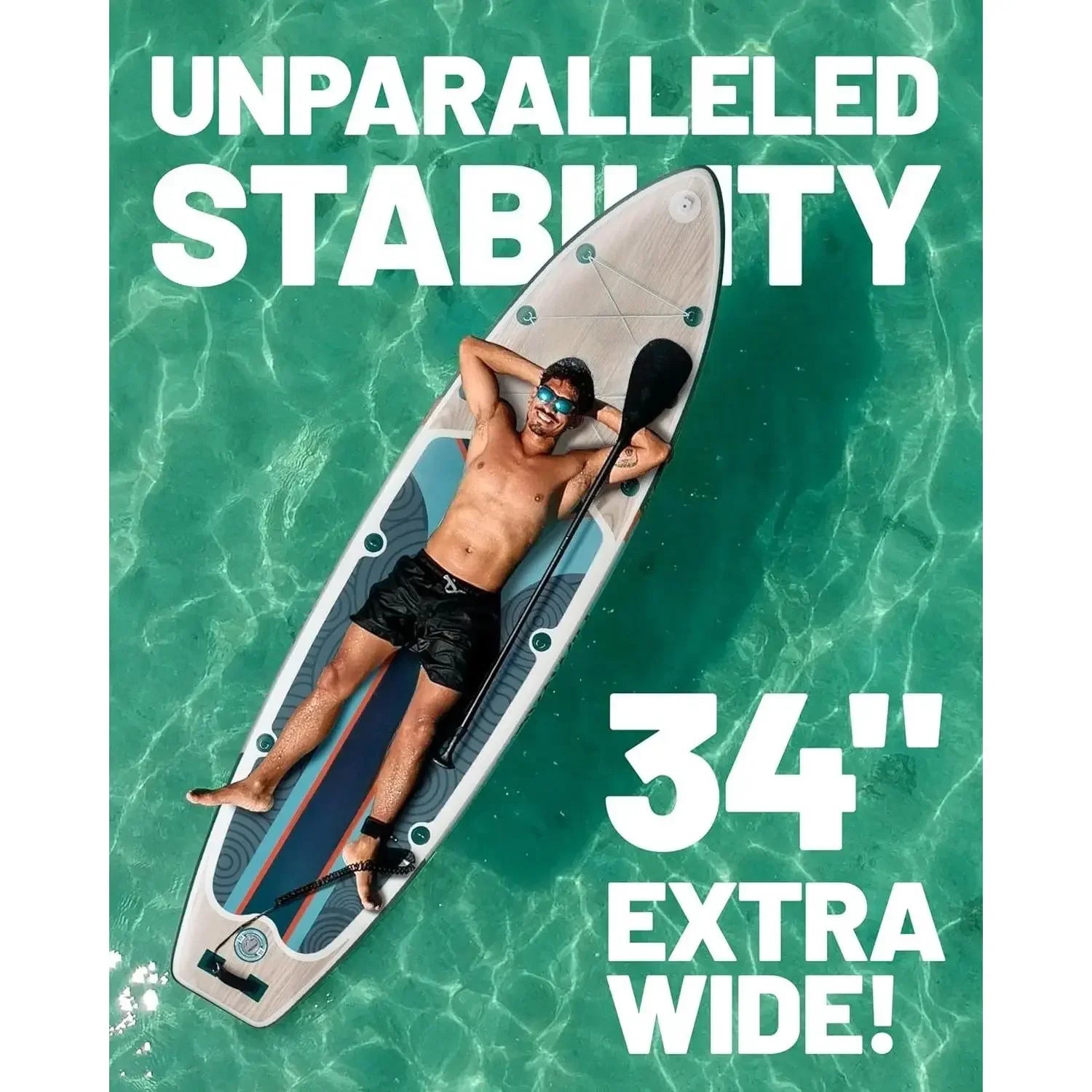 C-Inflatable Paddle Board 11 '* 34 "* 6" Extra Wide Sup Board, 450lb Capicity Paddle Board for Adults, Suitable for Sea and