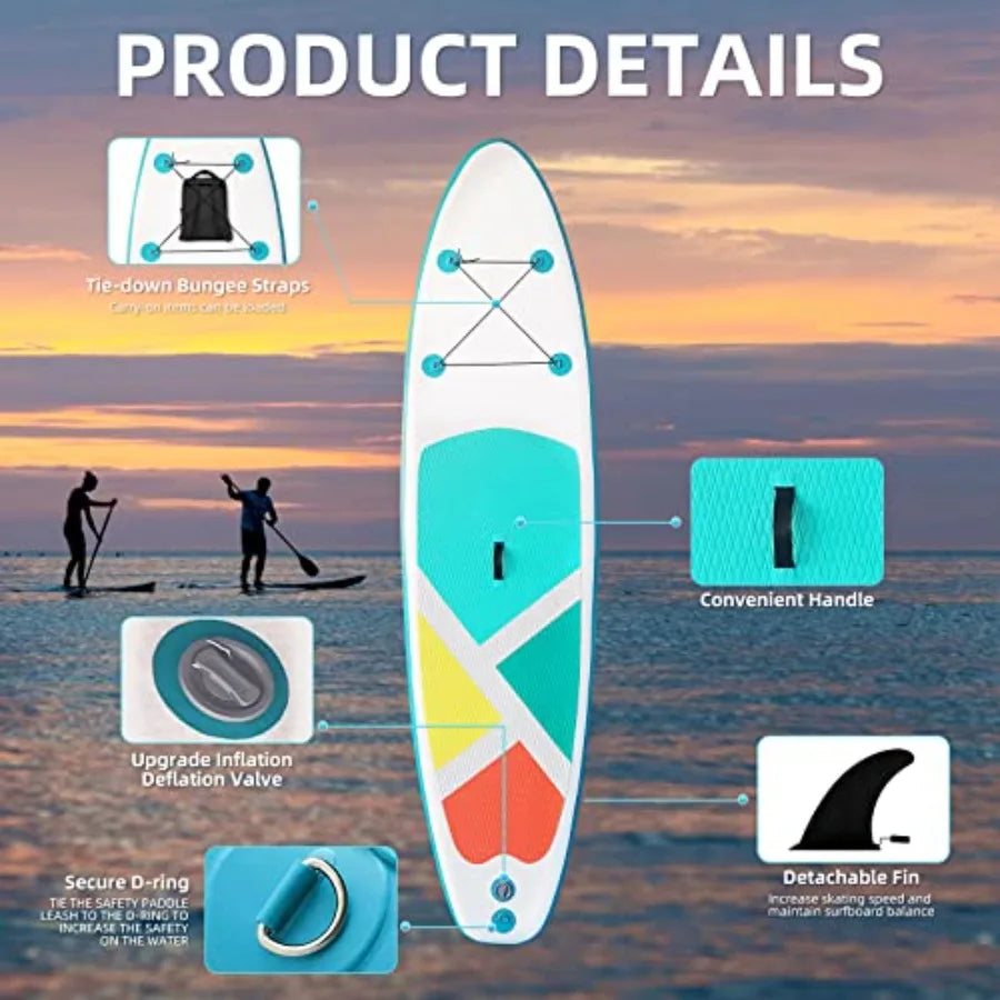 Inflatable SUP Stand-Up Paddle Boards for All Skill Levels 10'4'' Ultra-Light Paddleboard with Durable SUP Accessories Fins Pad