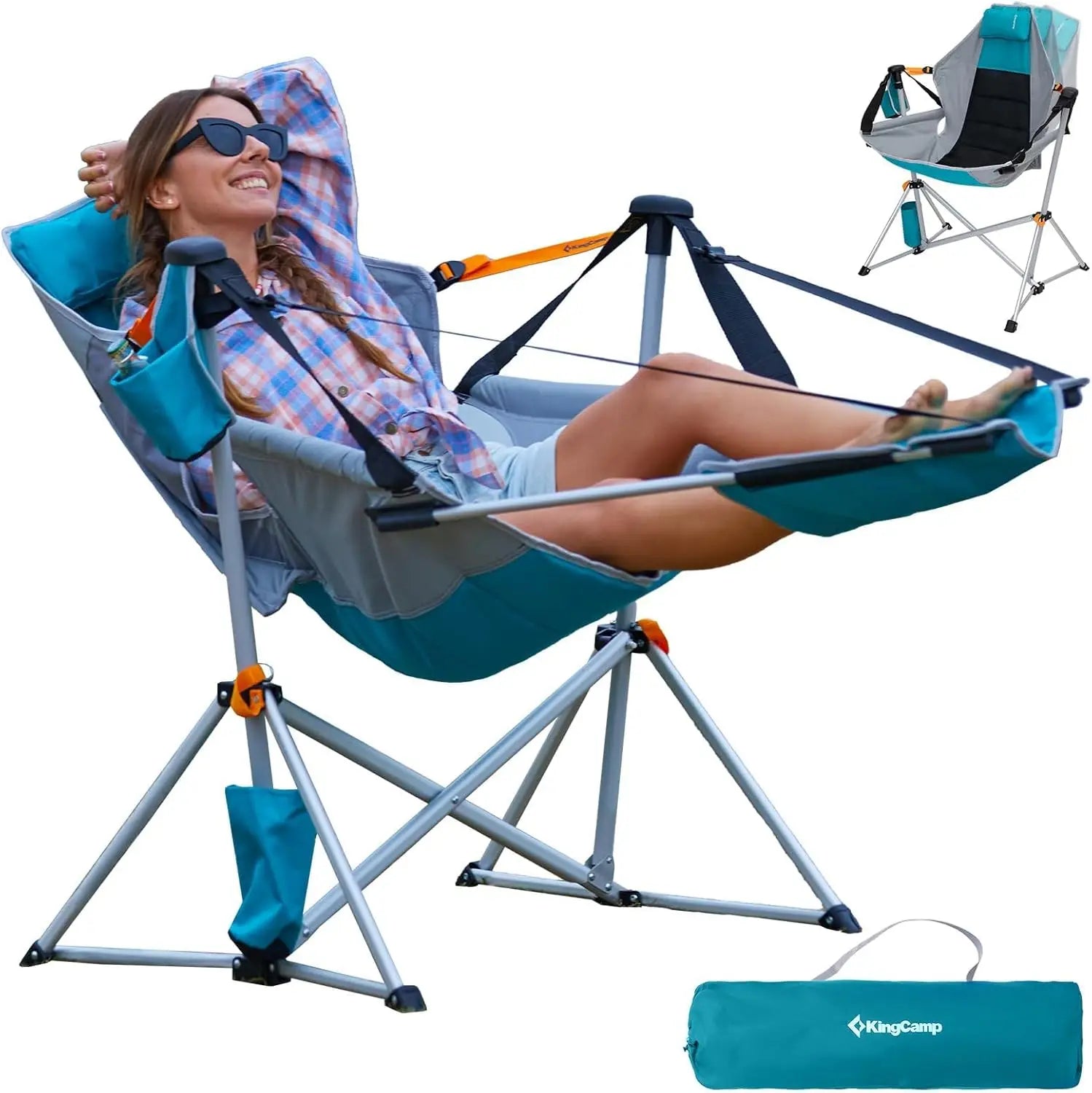 Portable Folding Hammock Chair with Footrest, Heavy Duty 400lbs Capacity for Outdoor Camping Beach Patio