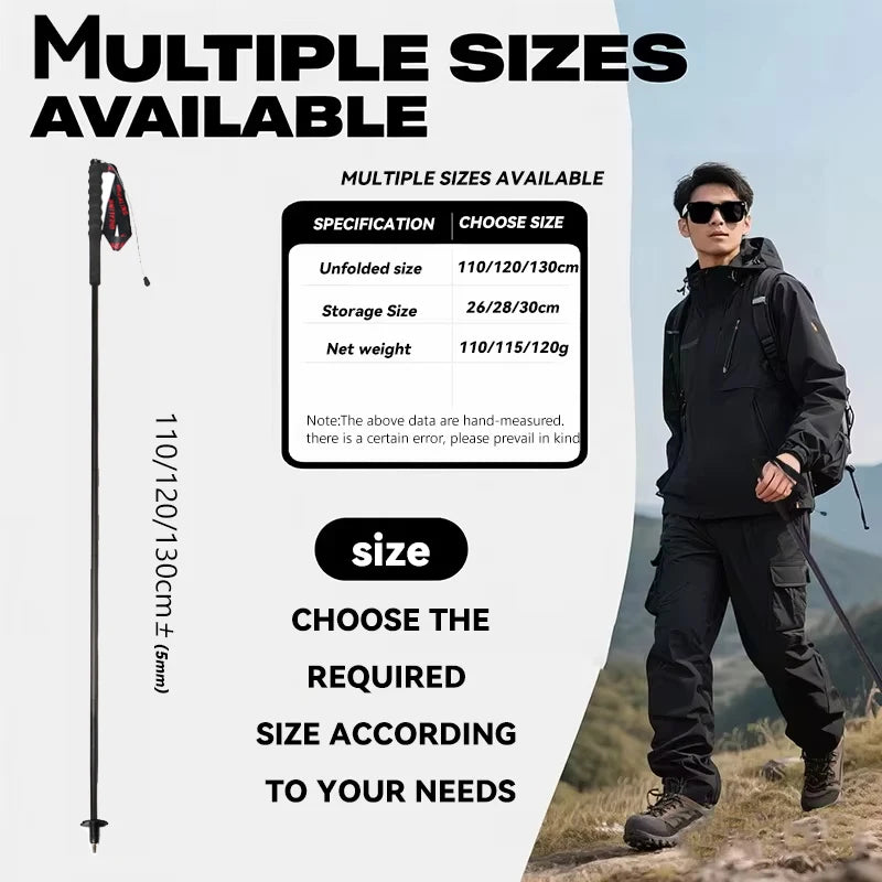 2PCs Trekking Poles Carbon Fiber 115g Ultra-Light Hiking Poles Camping Stick Foldable Walking Cane Travel Outdoor Gear Equipment