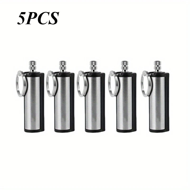 5PCS Metal Fuel Lighters, Emergency Rescue Multifunctional Keychains, Fire Starters, Outdoor Camping Equipment Tools