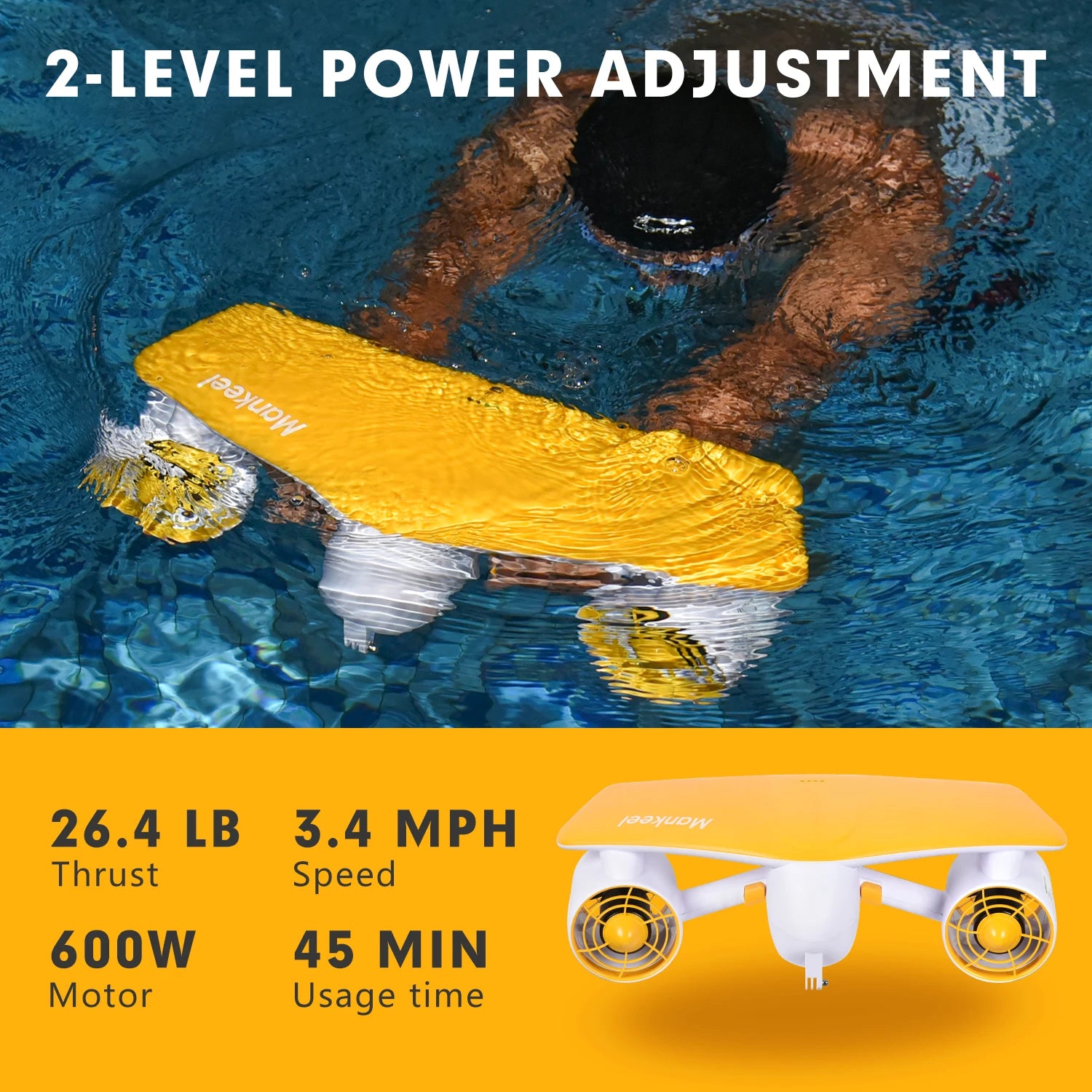 Electric Underwater Diving Scooter IP68 Waterproof Electric Scooter 50M Depth 6000mAh Water Surfboard Camera Mount Included