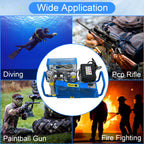 TUDIVING 4500Psi 300Bar High Pressure Diving Compressor,Four-cylinder Drive Compressor for Water Sport Paintball 110V