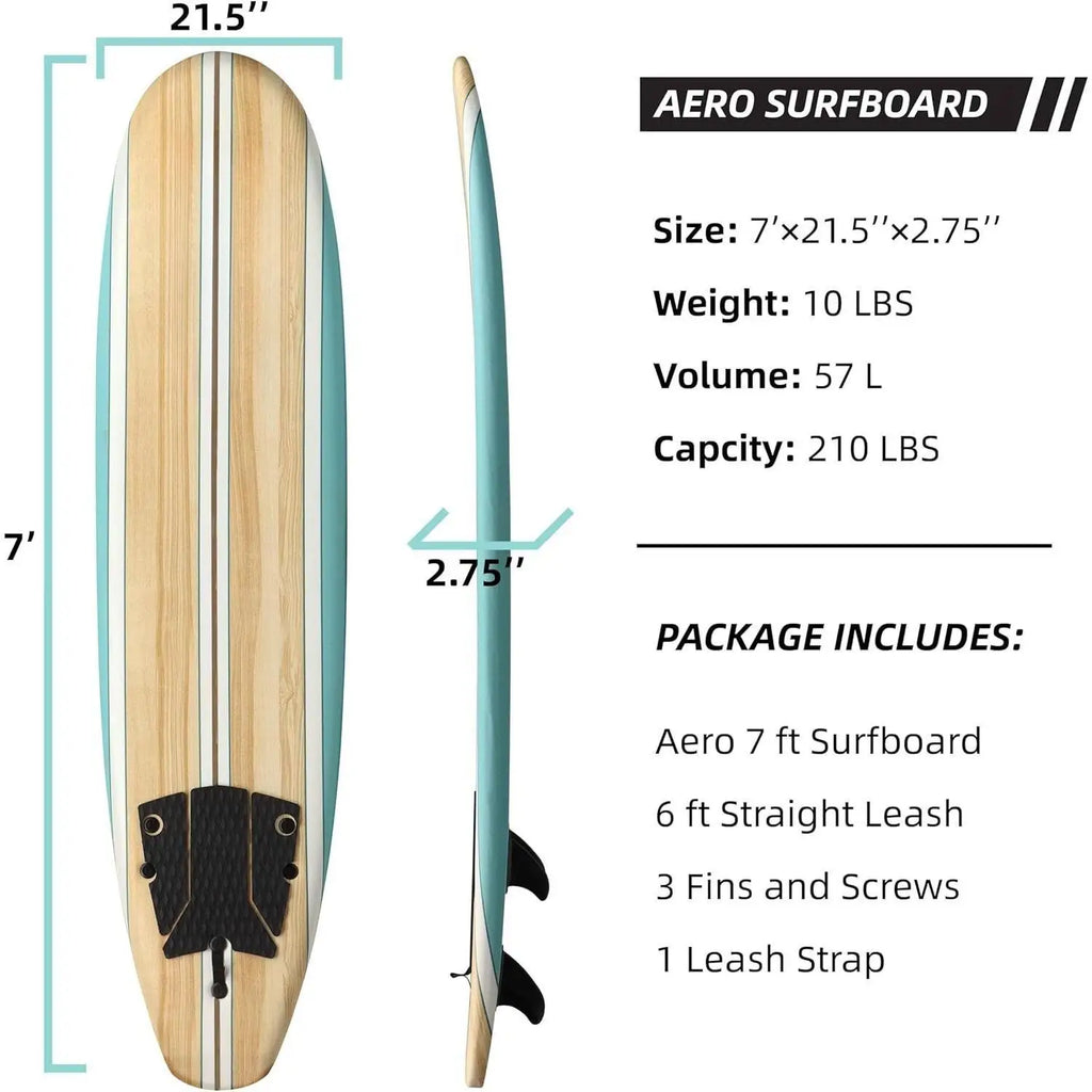 7 ft Soft Top Foam Beginner Surfboard for Adults and Kids Perfect Longboard for Surfing Beach Fun and Water Sports Lightweight