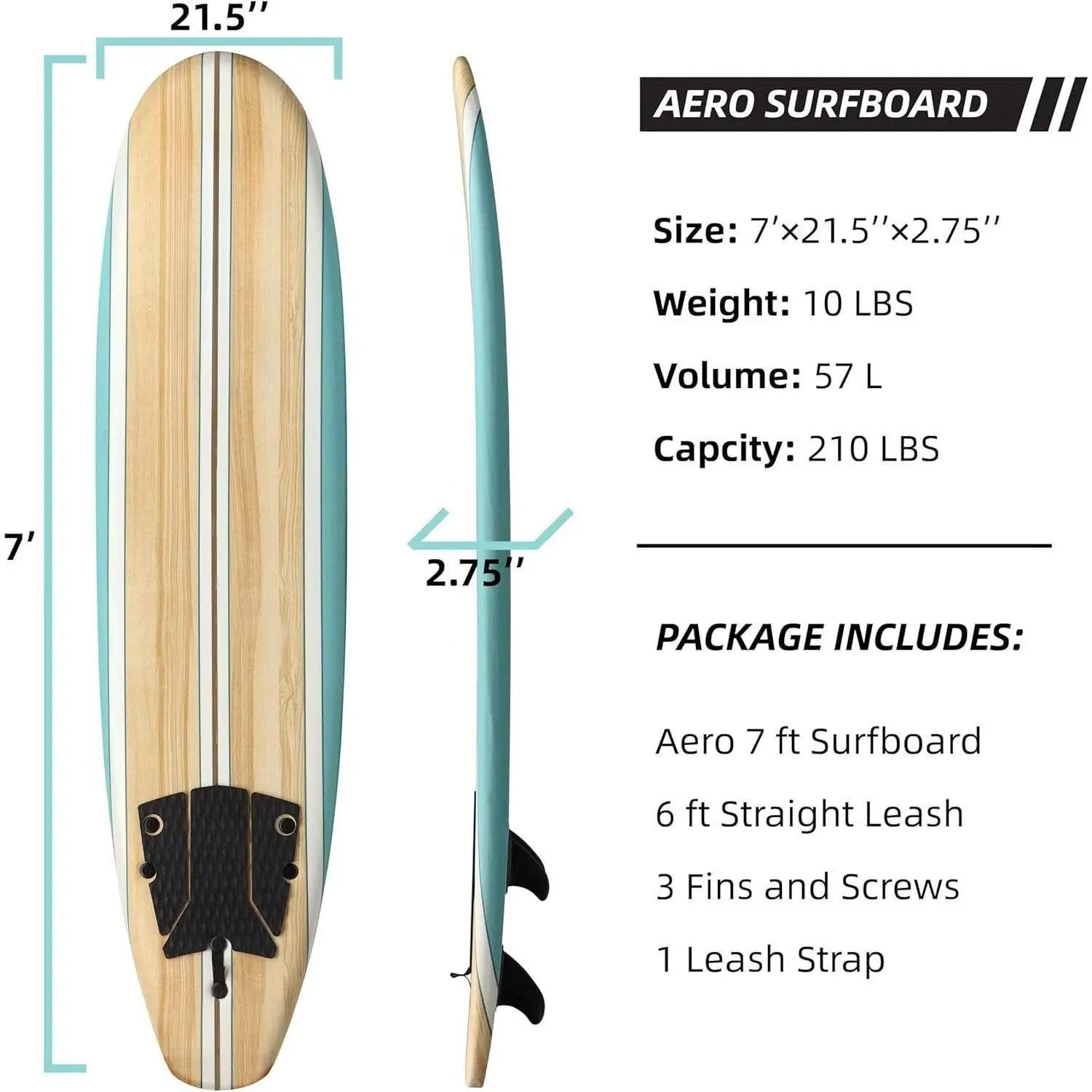 7 ft Soft Top Foam Beginner Surfboard for Adults and Kids Perfect Longboard for Surfing Beach Fun and Water Sports Lightweight
